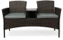 Zestaw mebli ogrodowych Twins z technorattanu sofa dwuosobowa + stolik Brąz