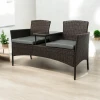 Zestaw mebli ogrodowych Twins z technorattanu sofa dwuosobowa + stolik Brąz