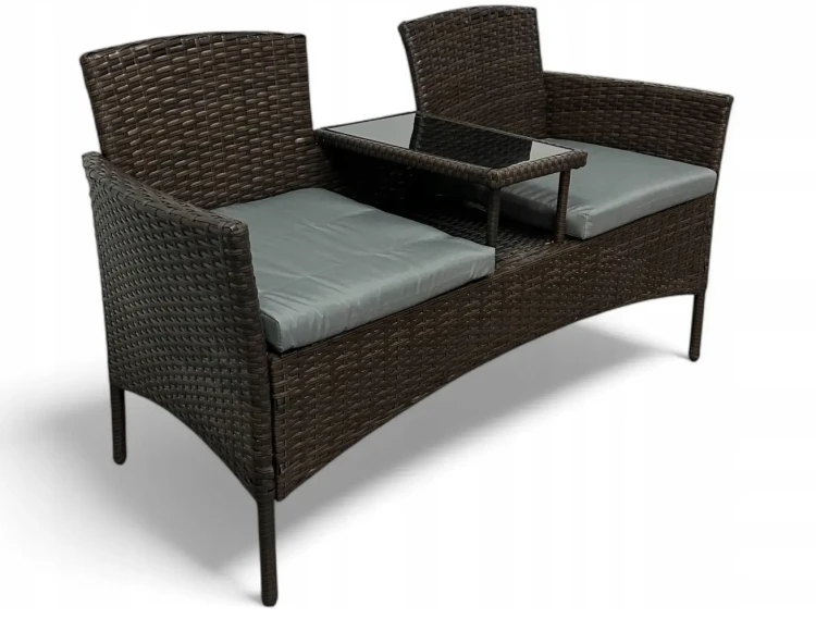 Zestaw mebli ogrodowych Twins z technorattanu sofa dwuosobowa + stolik Brąz