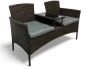 Zestaw mebli ogrodowych Twins z technorattanu sofa dwuosobowa + stolik Brąz