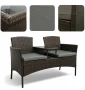 Zestaw mebli ogrodowych Twins z technorattanu sofa dwuosobowa + stolik Brąz