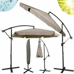 Parasol ogrodowy Merato składany z wysięgnikiem 350 cm + pokrowiec Jasny szary