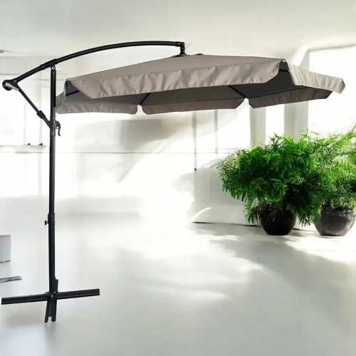 Parasol ogrodowy Merato składany z wysięgnikiem 350 cm + pokrowiec Jasny szary