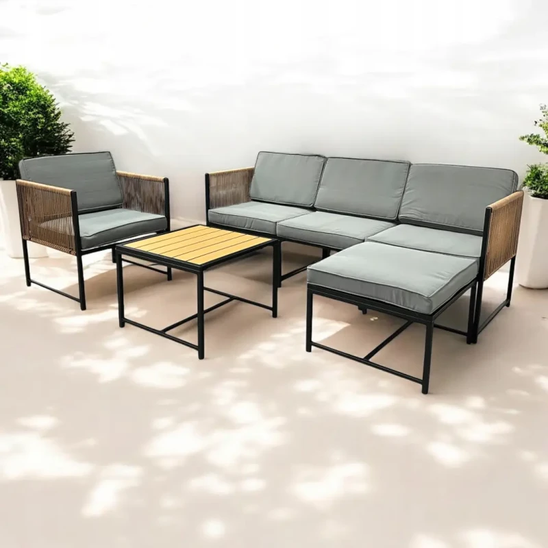 Zestaw mebli ogrodowych Oasis narożnik + fotel i stolik Brąz jasny