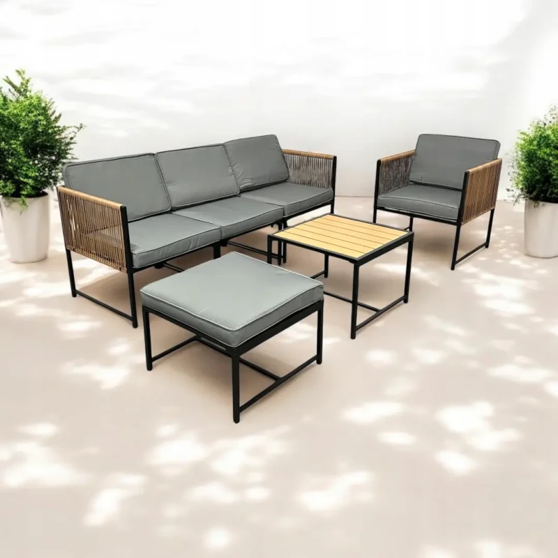 Zestaw mebli ogrodowych Oasis narożnik + fotel i stolik Brąz jasny