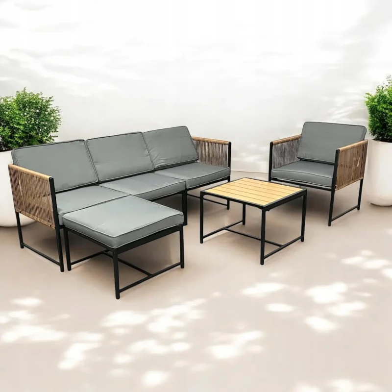 Zestaw mebli ogrodowych Oasis narożnik + fotel i stolik Brąz jasny