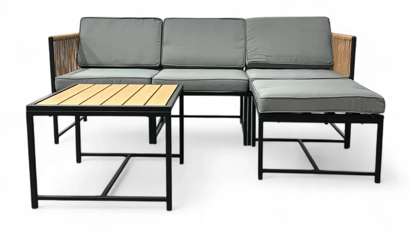 Zestaw mebli ogrodowych Oasis narożnik + fotel i stolik Brąz jasny