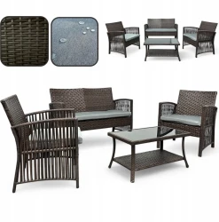 Zestaw mebli ogrodowych z technorattanu Patio Luxe Brąz