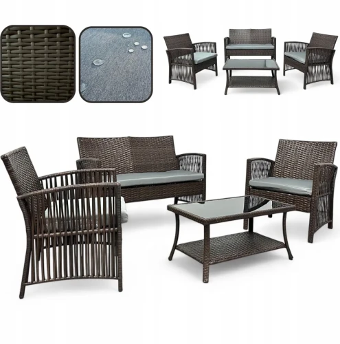 Zestaw mebli ogrodowych z technorattanu Patio Luxe Brąz