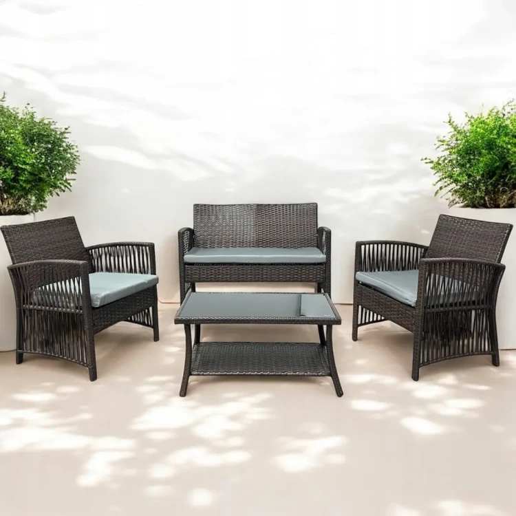 Zestaw mebli ogrodowych z technorattanu Patio Luxe Brąz
