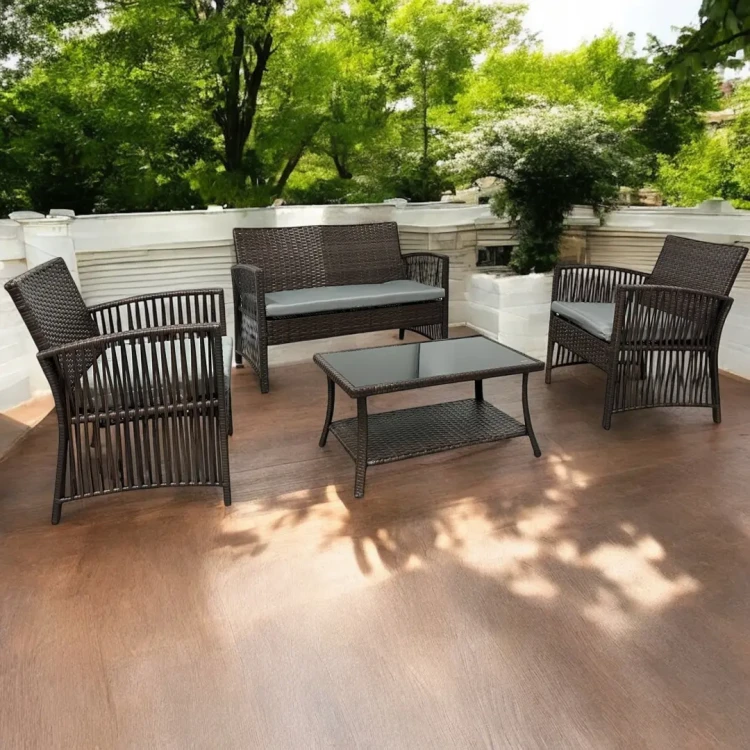 Zestaw mebli ogrodowych z technorattanu Patio Luxe Brąz