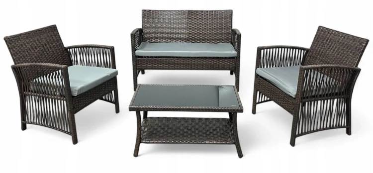 Zestaw mebli ogrodowych z technorattanu Patio Luxe Brąz
