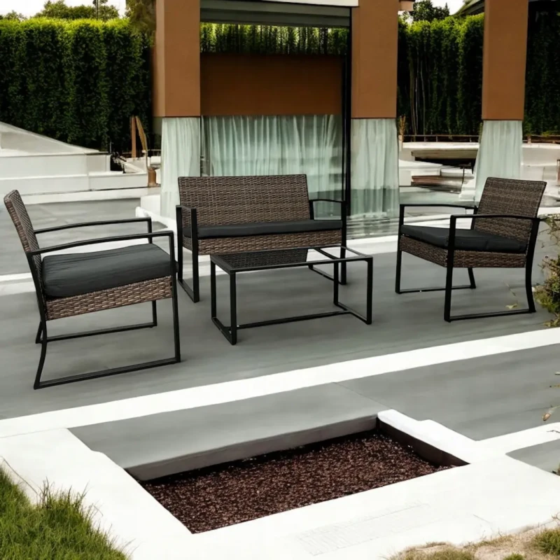 Zestaw mebli ogrodowych z technorattanu Palma Brąz jasny