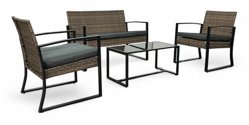 Zestaw mebli ogrodowych z technorattanu Palma Brąz jasny