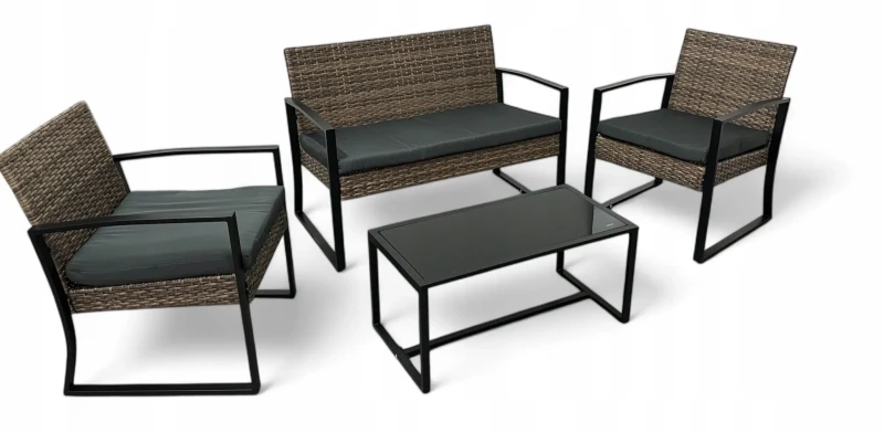 Zestaw mebli ogrodowych z technorattanu Palma Brąz jasny