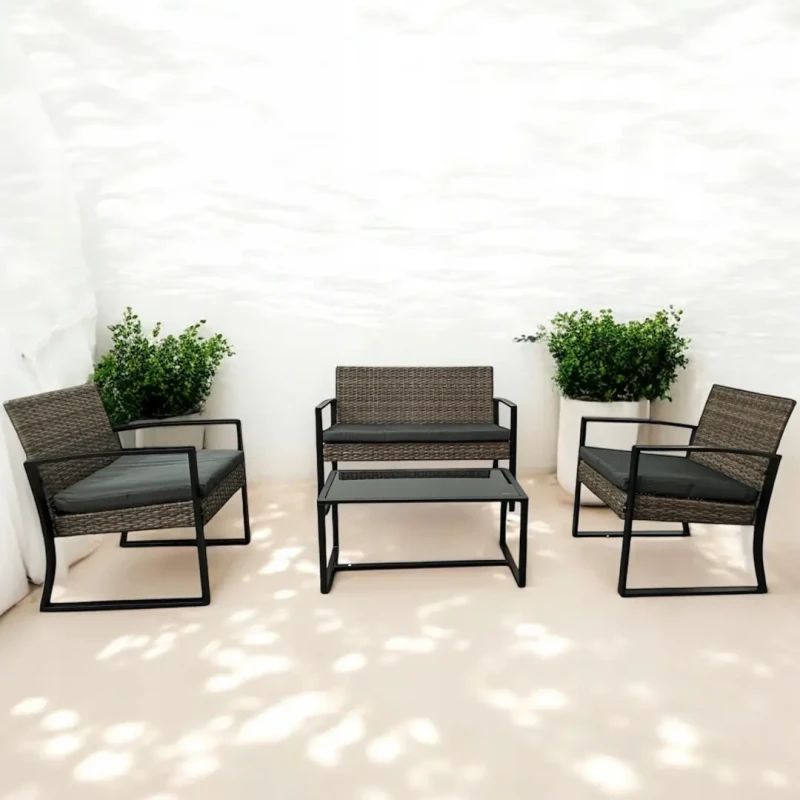 Zestaw mebli ogrodowych z technorattanu Palma Brąz jasny