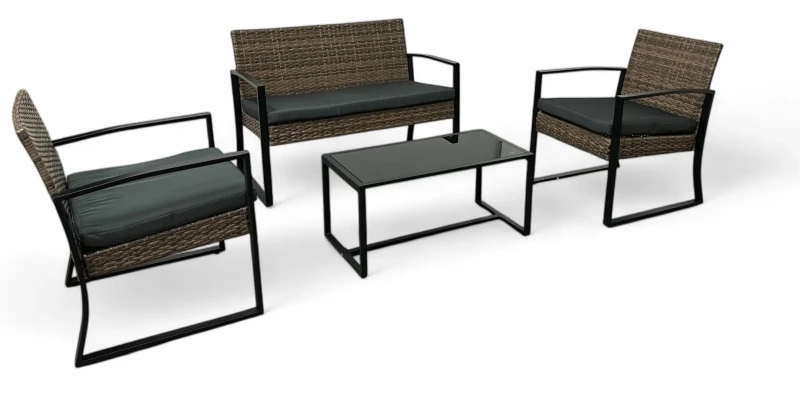 Zestaw mebli ogrodowych z technorattanu Palma Brąz jasny