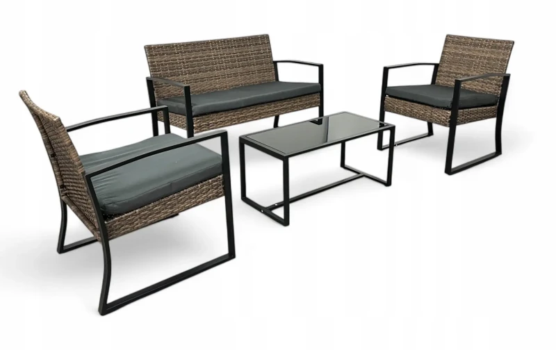Zestaw mebli ogrodowych z technorattanu Palma Brąz jasny