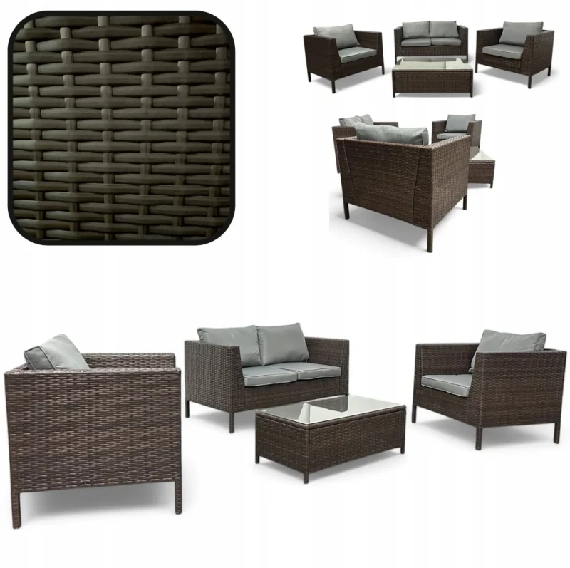 Zestaw mebli ogrodowych z technorattanu Botanica Brąz