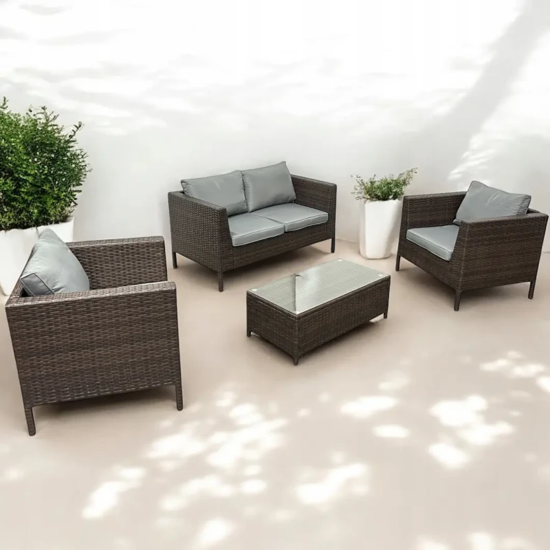 Zestaw mebli ogrodowych z technorattanu Botanica Brąz