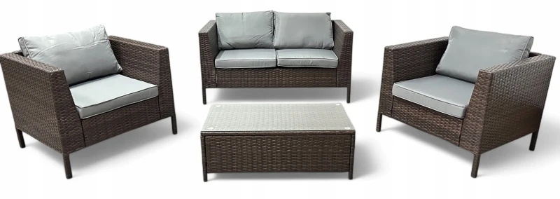 Zestaw mebli ogrodowych z technorattanu Botanica Brąz