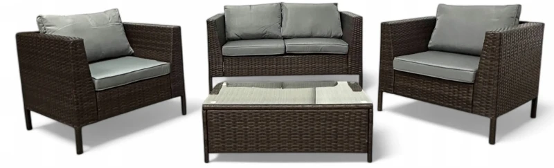 Zestaw mebli ogrodowych z technorattanu Botanica Brąz