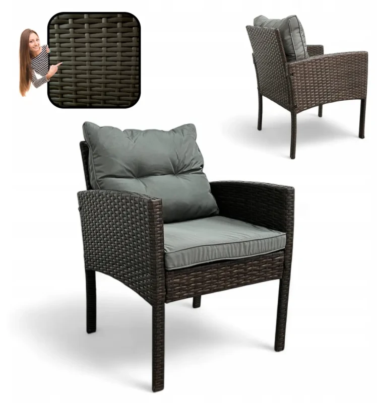 Fotel ogrodowy Puerto z technorattanu Brąz