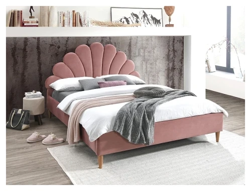 Łóżko tapicerowane Santana Velvet 160x200 cm antyczny róż bluvel 52