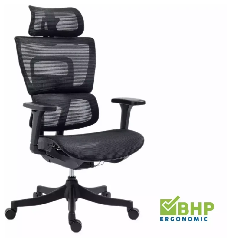 Fotel obrotowy Winner ergonomiczny regulowane siedzisko i podłokietniki do biura czarny