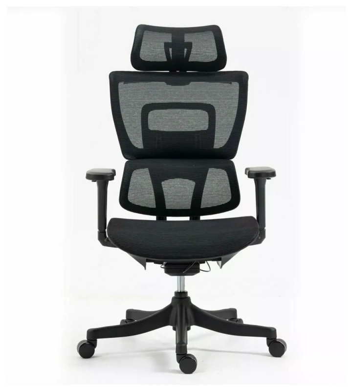 Fotel obrotowy Winner ergonomiczny regulowane siedzisko i podłokietniki do biura czarny