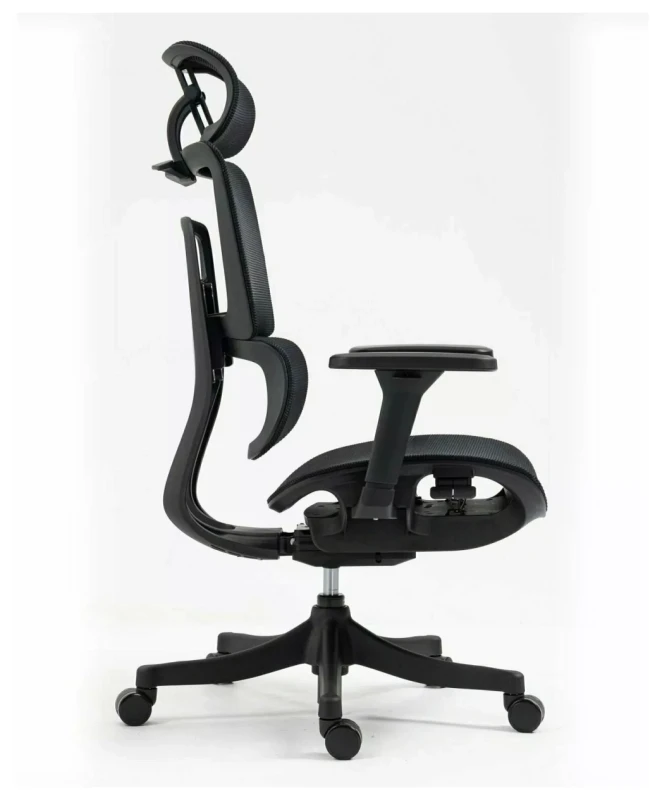 Fotel obrotowy Winner ergonomiczny regulowane siedzisko i podłokietniki do biura czarny