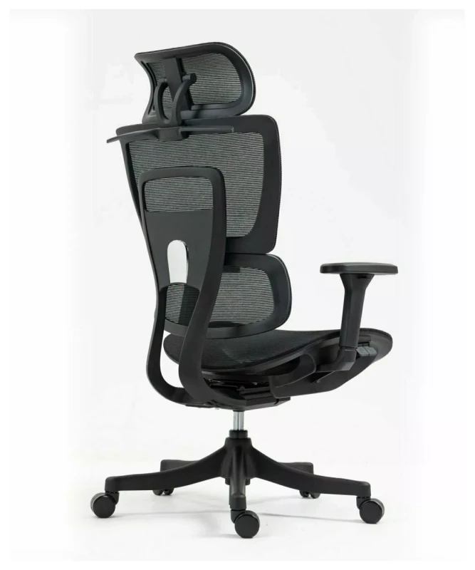 Fotel obrotowy Winner ergonomiczny regulowane siedzisko i podłokietniki do biura czarny