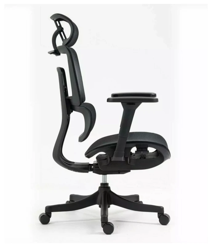 Fotel obrotowy Winner ergonomiczny regulowane siedzisko i podłokietniki do biura czarny