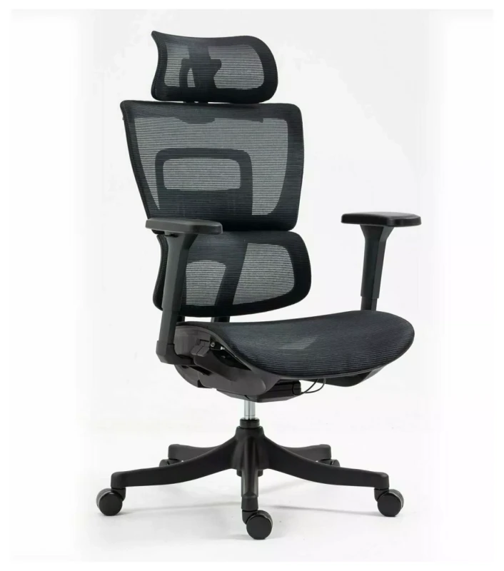 Fotel obrotowy Winner ergonomiczny regulowane siedzisko i podłokietniki do biura czarny