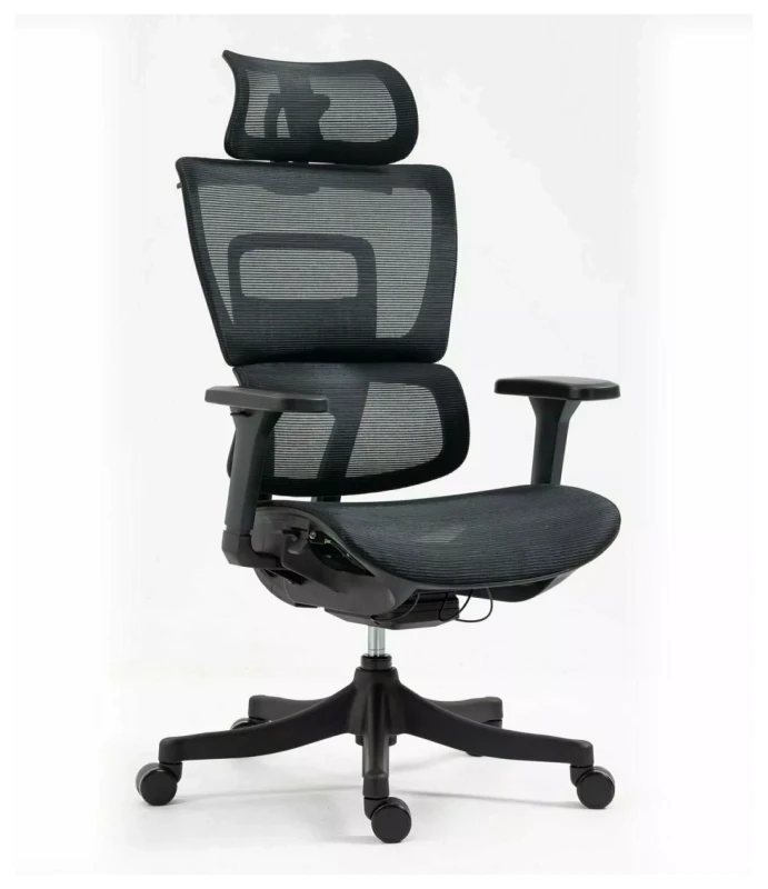 Fotel obrotowy Winner ergonomiczny regulowane siedzisko i podłokietniki do biura czarny