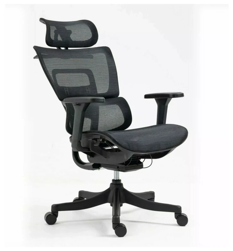 Fotel obrotowy Winner ergonomiczny regulowane siedzisko i podłokietniki do biura czarny