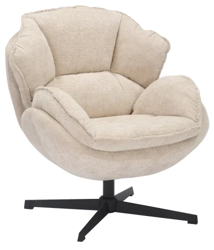 Fotel tapicerowany Betty z obrotowym siedziskiem do salonu beżowy
