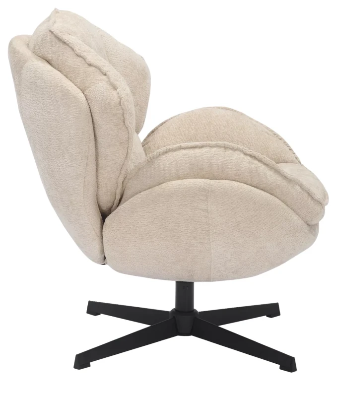 Fotel tapicerowany Betty z obrotowym siedziskiem do salonu beżowy