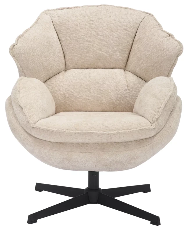 Fotel tapicerowany Betty z obrotowym siedziskiem do salonu beżowy