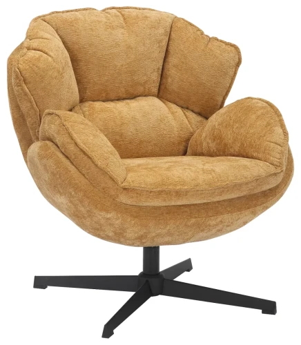Fotel tapicerowany Betty z obrotowym siedziskiem do salonu curry