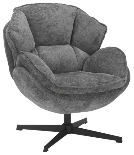 Fotel tapicerowany Betty z obrotowym siedziskiem do salonu szary