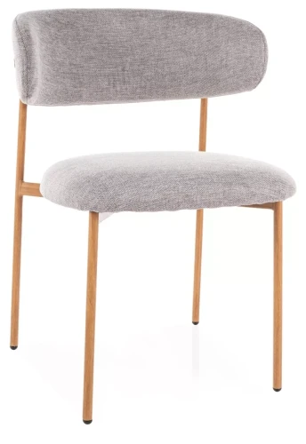 Krzesło tapicerowane Elton D Brego nowoczesne do jadalni dąb/szary
