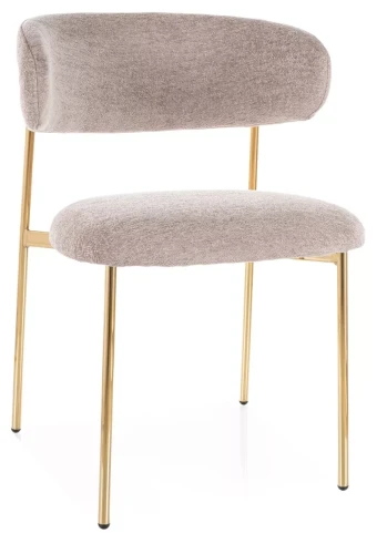 Krzesło tapicerowane Elton Raven nowoczesne do jadalni złoty/ciemny beżowy