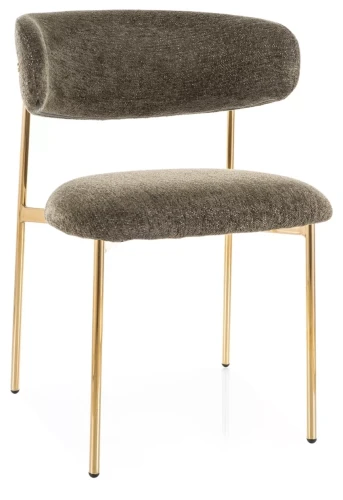 Krzesło tapicerowane Elton Raven nowoczesne do jadalni złoty/oliwkowy