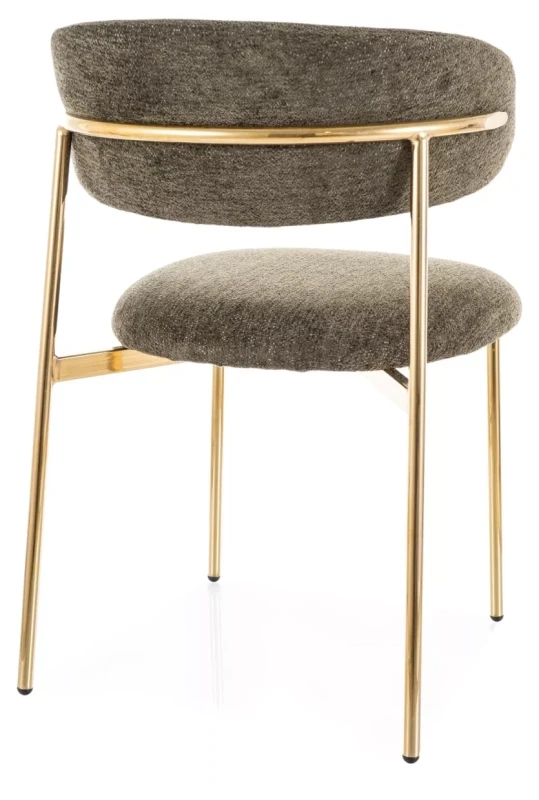 Krzesło tapicerowane Elton Raven nowoczesne do jadalni złoty/oliwkowy