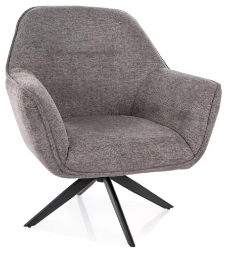 Fotel tapicerowany Galia Brego z obrotowym siedziskiem do salonu szary