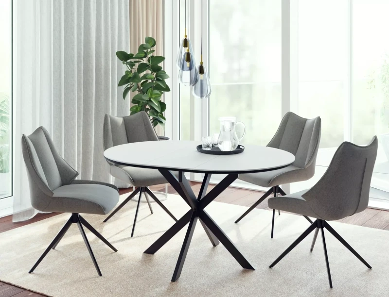 Stół rozkładany Gaston Ceramic do jadalni 100-135 cm biały mat