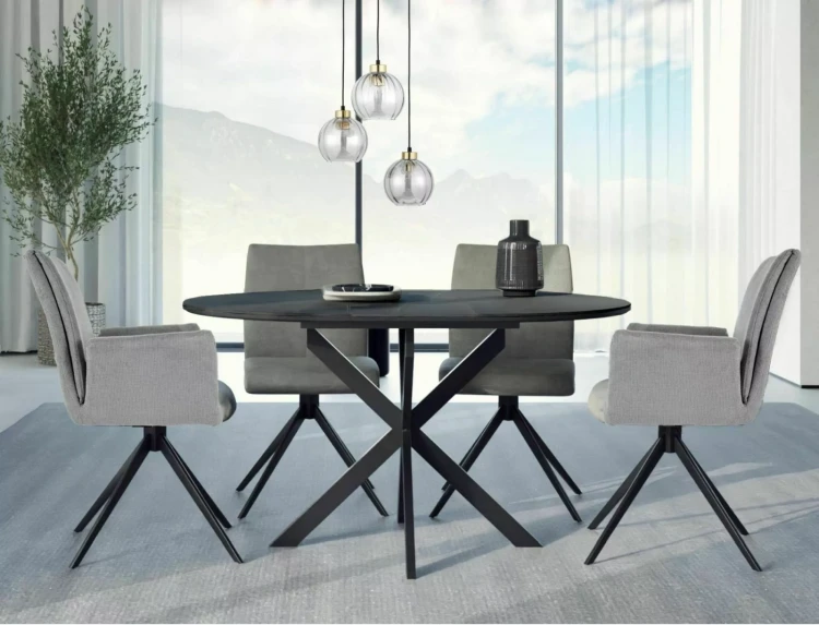 Stół rozkładany Gaston Ceramic do jadalni 100-135 cm czarny mat