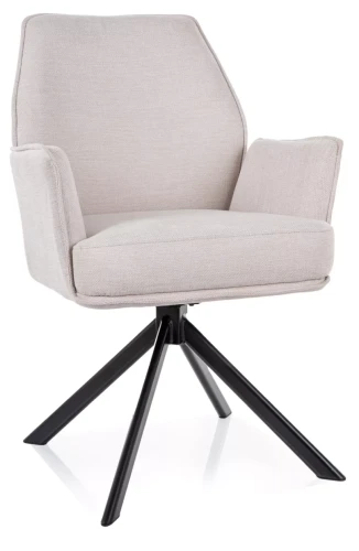 Krzesło tapicerowane Hugo Brego z obrotowym siedziskiem do jadalni jasny beżowy