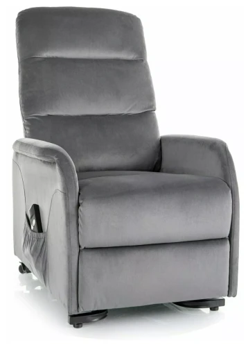 Fotel rozkładany Jupiter M Velvet z funkcją masażu i pionizacji do salonu szary Bluvel 14